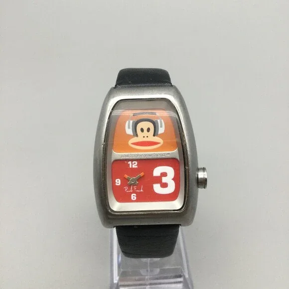 Paul Frank Julius Monkey Watch Stainless Steel 31mm Black Leather New Battery - Picture 2 of 15